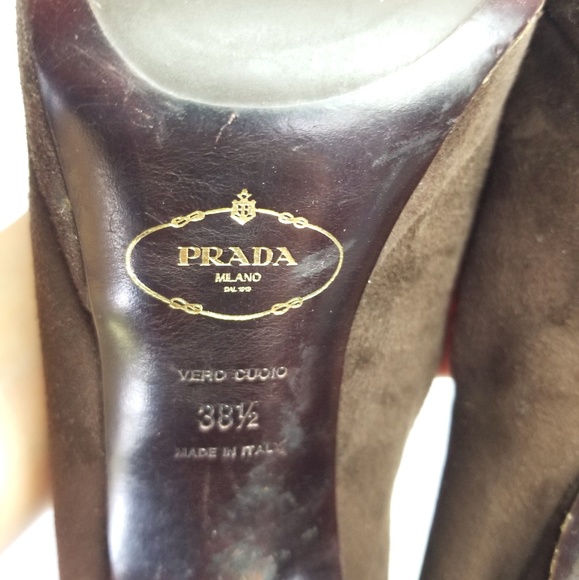 Vintage Prada Brown Suede Open Toe Shoes H… - Picture 8 of 8